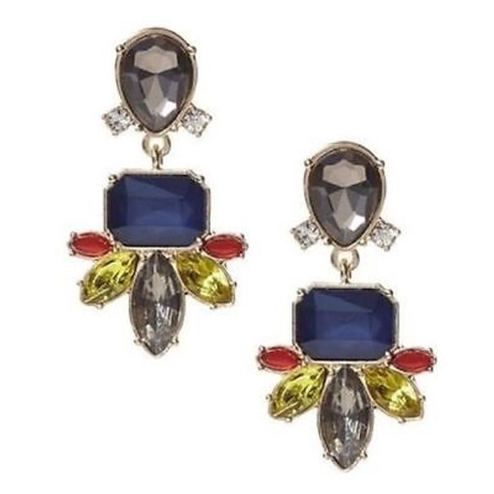 Banana Republic Women's Blue Red Yellow Crystal Drop Regalia Earrings NWT 49